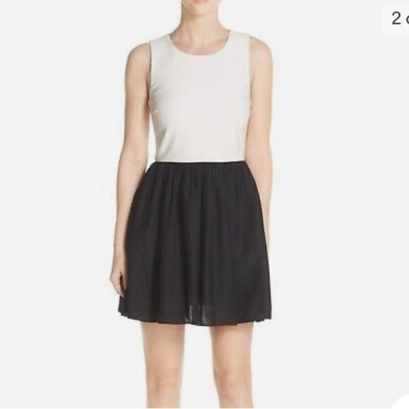 Likely Bailey ponte and tulle mini dress in black/white 4 - Picture 1 of 12